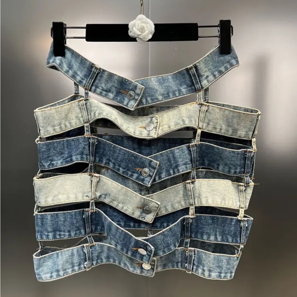 Denim belt skirt size large